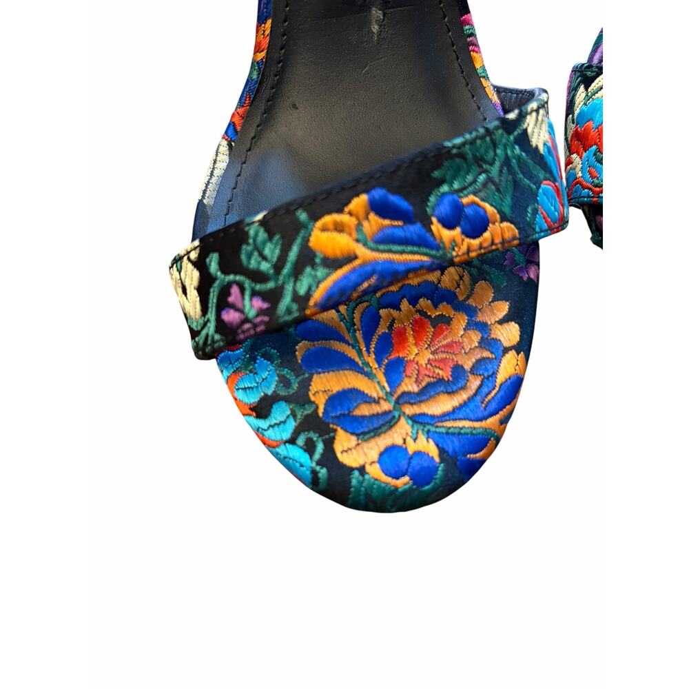 Steve Madden Reno Floral Embroidered Stiletto Heels 8.5 Black Brocade - Picture 8 of 16